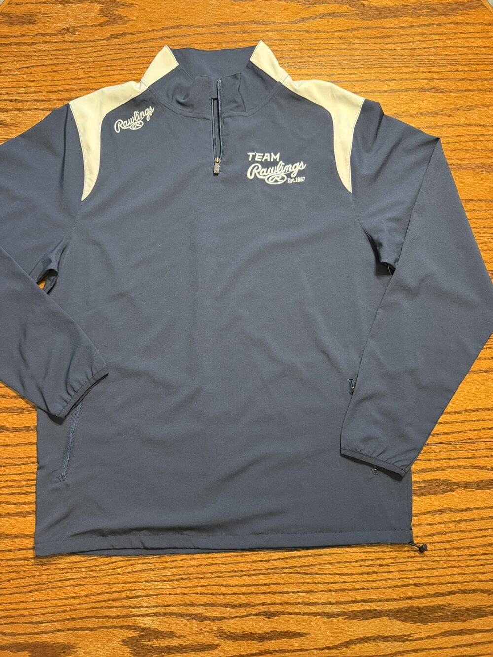 Rawlings Men’s Blue Mock Neck 1/4 Zip Athletic Performance Jacket Size Medium